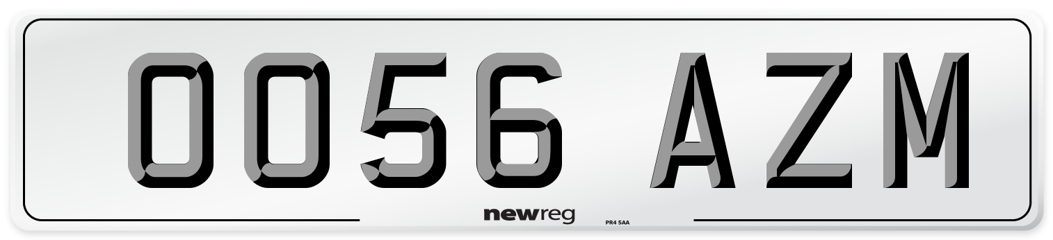 OO56 AZM Number Plate from New Reg